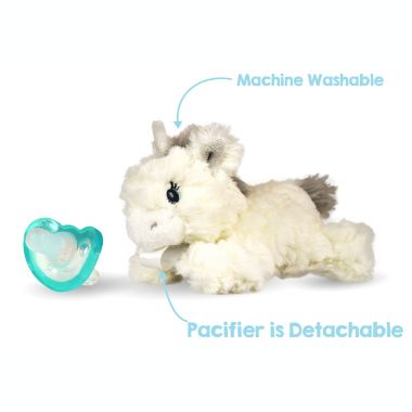 RaZbaby&reg; RaZbuddy Unicorn Pacifer Holder with Removable JollyPop Pacifier. View a larger version of this product image.
