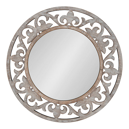 Alternate image 1 for Kate & Laurel™ Shovali 31.5-Inch Round Rustic Wall Mirror in White