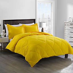 Clean Living Diamond 3-Piece Water-Resistant Full/Queen Comforter Set in Yellow