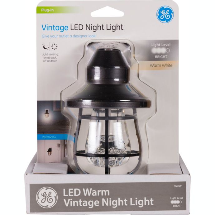 GE LED Vintage Night Light with Light Sensing in Black Bed Bath and