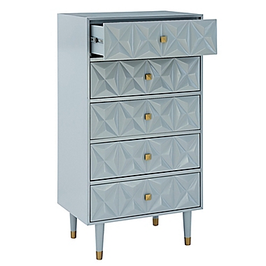 Shay Geo Texture 5-Drawer Dresser in Grey. View a larger version of this product image.