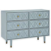 Shay Geo Texture 6-Drawer Dresser in Grey