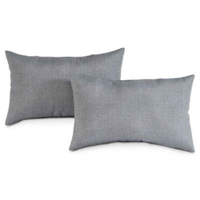 Greendale Home Fashions Solid Outdoor Lumbar Pillows in Heather Grey (Set of 2)