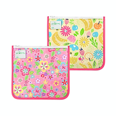 green sprouts&reg; 2-Pack Reusable Insulated Sandwich Bags in Pink Flower Field. View a larger version of this product image.