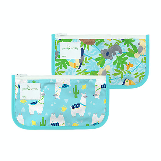 Alternate image 1 for green sprouts® 2-Pack Reusable Snack Bags in Aqua Llamas 