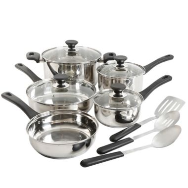 Simply Essential&trade; 12-Piece Stainless Steel Cookware Set. View a larger version of this product image.