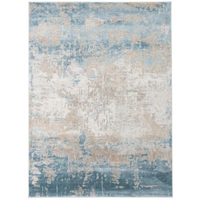 Roxy Blue/Gold Mirage Abstract Plush Area Rug 5' x 7'6 