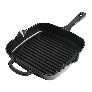 Our Table&trade; 10-Inch Preseasoned Cast Iron Square Grill Pan in Black. View a larger version of this product image.