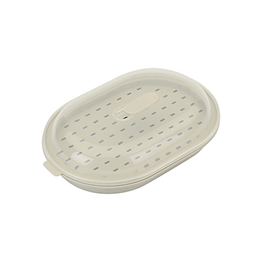 Simply Essential&trade; Microwave Fish and Vegetable Steamer in Beige. View a larger version of this product image.