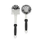 Alternate image 0 for Simply Essential&trade; 2-Piece Nylon Glass and Bowl Kitchen Brushes Set in Grey/White