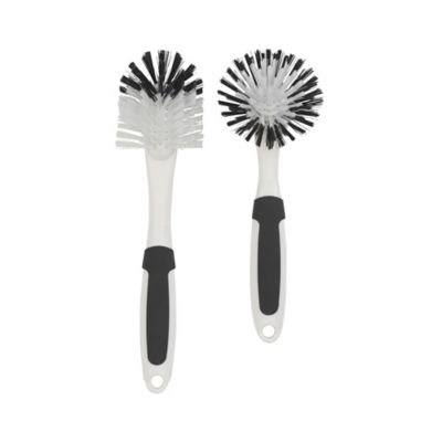 Simply Essential&trade; 2-Piece Nylon Glass and Bowl Kitchen Brushes Set in Grey/White