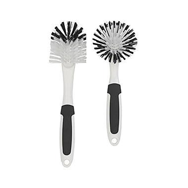 Simply Essential&trade; 2-Piece Nylon Glass and Bowl Kitchen Brushes Set in Grey/White. View a larger version of this product image.