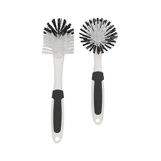 Alternate image 1 for Simply Essential™ 2-Piece Nylon Glass and Bowl Kitchen Brushes Set in Grey/White