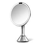 Alternate image 1 for simplehuman&reg; 8-Inch Touch Control Sensor Mirror in Brushed Stainless Steel