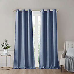 SunSmart Como 63-Inch Grommet 100% Blackout Window Curtain Panels in Blue (Set of 2)