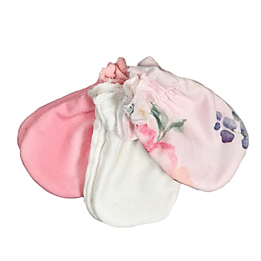 Toby Fairy&trade; 3-Pack Floral No-Scratch Mittens in Pink. View a larger version of this product image.