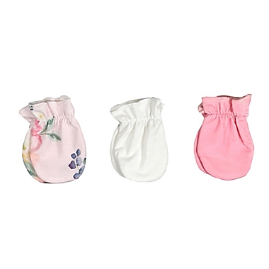 Toby Fairy&trade; 3-Pack Floral No-Scratch Mittens in Pink. View a larger version of this product image.