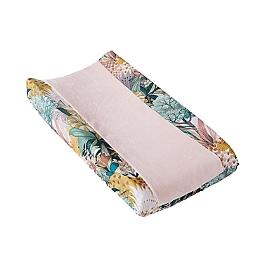 Levtex Baby&reg; Ashika Changing Pad Cover in Green/Pink. View a larger version of this product image.