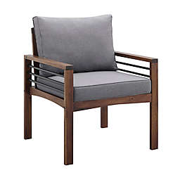 Forest Gate Rockford Modern Acacia Wood Patio Arm Chairs in Walnut with Grey Cushions (Set of 2)