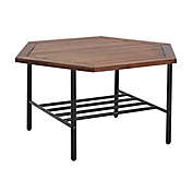 Forest Gate Modern Hex Top Outdoor Coffee Table in Dark Brown