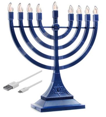 Zion Judaica&reg; Battery/USB Powered LED Menorah