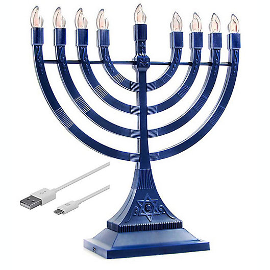 Alternate image 1 for Zion Judaica® Battery/USB Powered LED Menorah