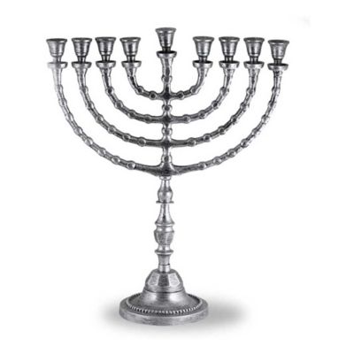 Zion Judaica&reg; 20.5-Inch Large Tradtional Menorah in Antique Silver