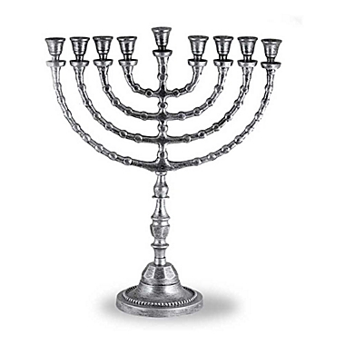 Zion Judaica&reg; 20.5-Inch Large Tradtional Menorah in Antique Silver. View a larger version of this product image.