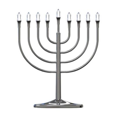 Zion Judaica&reg; 14-Inch Traditonal All Metal LED Electric Menorah in Grey