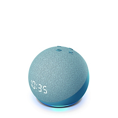 Amazon Echo Dot 4th Generation with Clock in Blue. View a larger version of this product image.