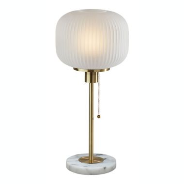 Adesso&reg; Textured Glass Table Lamp in Brass/White. View a larger version of this product image.