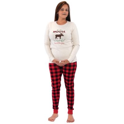Hudson Baby&reg; Women&#39;s 2-Piece Moose Cotton Pajama Set in Red