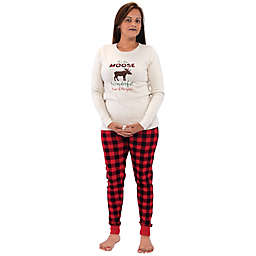 Hudson Baby® Women's 2-Piece Moose Cotton Pajama Set in Red