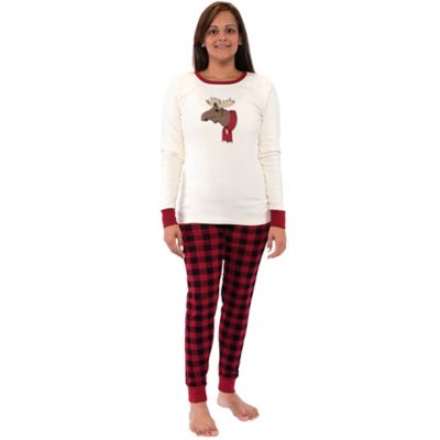 Touched by Nature&reg; X-Small Women&#39;s 2-Piece Moose Organic Cotton Pajama Set in Red