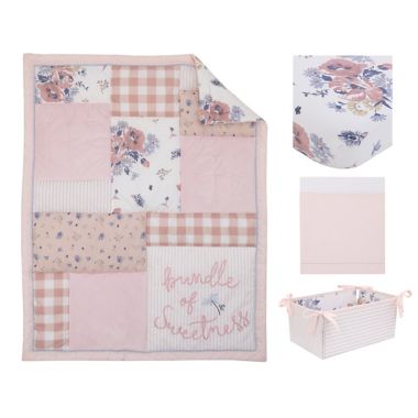 NoJo&reg; Farmhouse Chic 4-Piece Crib Bedding Set in Pink. View a larger version of this product image.