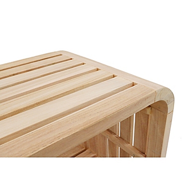 Haven&trade; Teak Waterfall Bench in Light Natural. View a larger version of this product image.