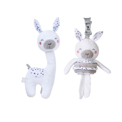 Saro Lifestyle Alpaca Longlegs Plush Toy and Spring Rattle 2-Piece Set