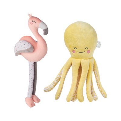 Saro Lifestyle Flamingo and Octopus Longlegs 2-Piece Plush Toy Set