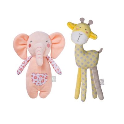 Saro Lifestyle Elephant and Giraffe Longlegs 2-Piece Plush Toy Set