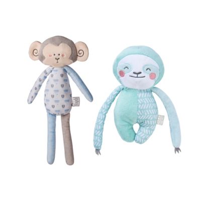 Saro Lifestyle Monkey and Sloth Longlegs 2-Piece Plush Toy Set