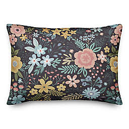 Designs Direct Bright Floral Pattern Oblong Throw Pillow in Pink