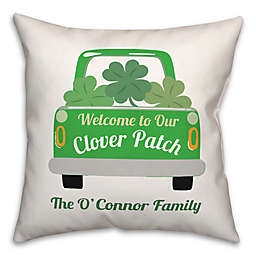 "Welcome to our Clover Patch" Personalized Square Throw Pillow