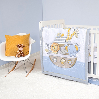 Sammy &amp; Lou Noah&#39;s Ark 4-Piece Crib Bedding Set in Blue/Grey. View a larger version of this product image.