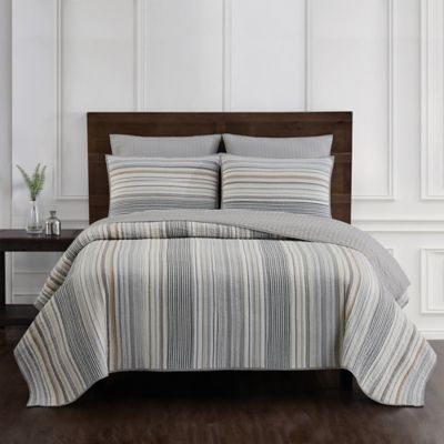 Estate Taj Reversible Quilt Set Bed, Wheaton Stripe Duvet Cover & Sham