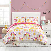 Urban Playground Rainbows and Suns 3-Piece Reversible Full/Queen Quilt Set in Pink