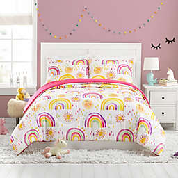 Urban Playground Rainbows and Suns 3-Piece Reversible Full/Queen Comforter Set in Pink