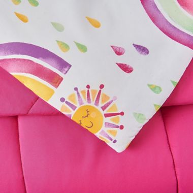 Urban Playground Rainbows and Suns 3-Piece Reversible Full/Queen Quilt Set in Pink. View a larger version of this product image.