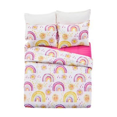 Urban Playground Rainbows and Suns 3-Piece Reversible Full/Queen Quilt Set in Pink. View a larger version of this product image.