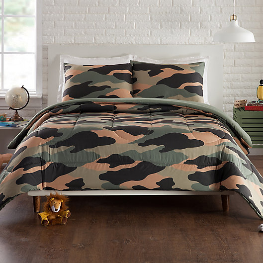 Reversible Comforter Set In Camouflage, Camouflage Twin Bedding Set