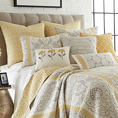 Levtex Home Katja 3-Piece Reversible Full/Queen Quilt Set in Grey/Gold. View a larger version of this product image.